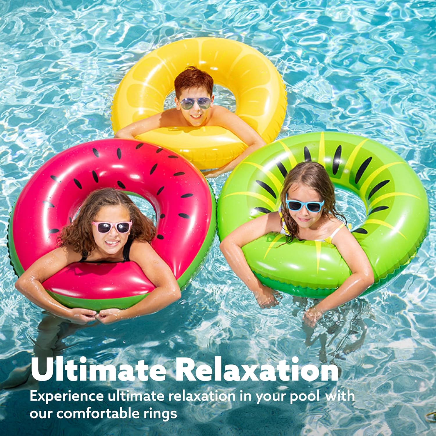 JOYIN Inflatable Swim Tube Raft (3 pack) with Summer Fruits Painting, Pool Toys for Swimming Pool Party Decorations - Image 3