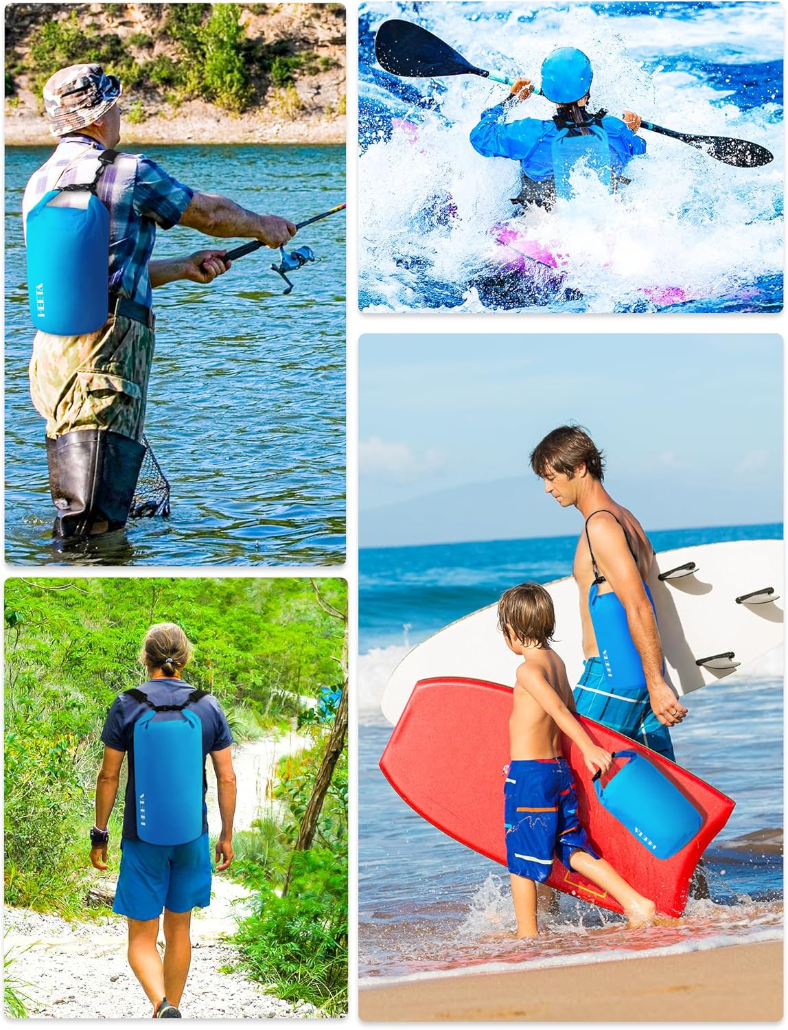 HEETA Waterproof Dry Bag for Women Men, 5L/10L/20L/30L/40L Roll Top Lightweight Dry Storage Bag Backpack with Emergency Whistle for Travel, Kayaking, Boating, Camping, Beach, Cruise Ship Essentials - Image 5