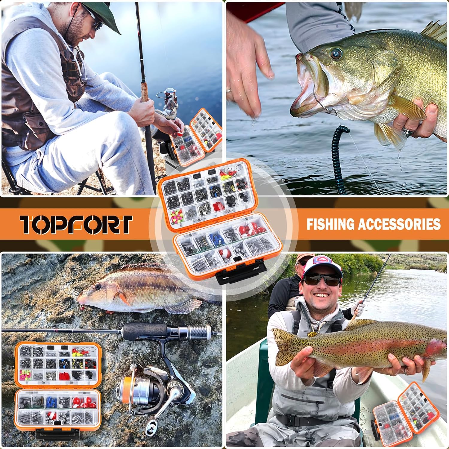 TOPFORT 187/343pcs Fishing Accessories Kit, Organized Fishing Tackle Box with Tackle Included, Fishing Hooks, Fishing Weights Sinkers, Fishing Gear and Equipment, Fishing Gift for Men - Image 7