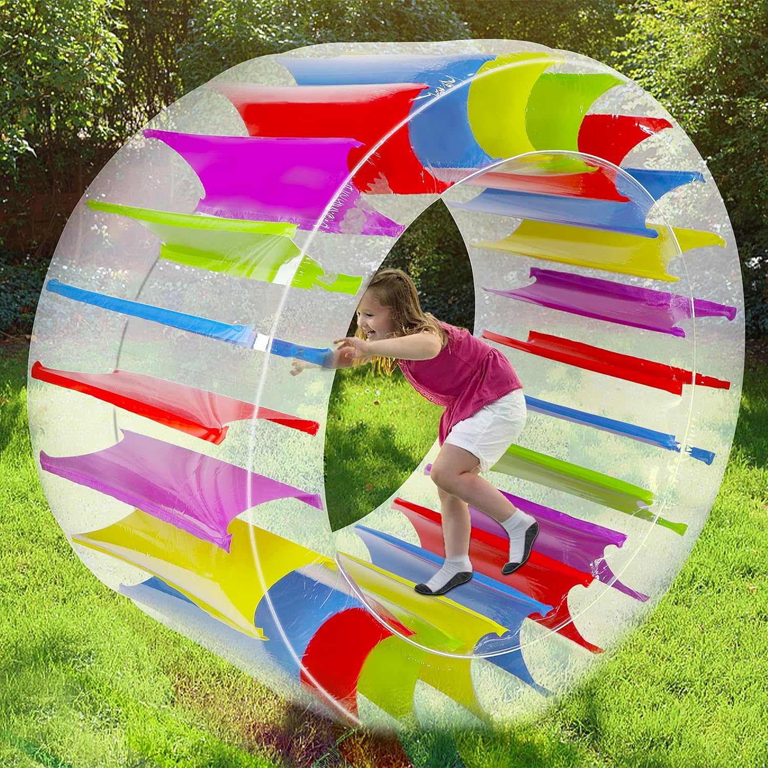 Zcaukya 65"/47" Giant Inflatable Wheel Roller, Colorful Water Rolling Wheel Float for Kids Summer Swimming Pool Parties, Rolling on The Lawn, Indoor Outdoor Fun Toys for Games Supplies - Image 4