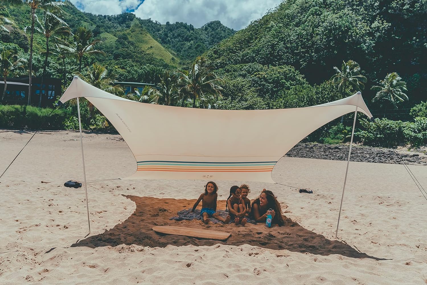 Neso Portable Beach Tent Sun Shelter with Sand Anchor - Lightweight Beach Shade Canopy - Easy Setup for Family Outings - Patented Reinforced Corners - UPF 50+ Sun Protection - 7 x 7ft - Rainbow - Image 2