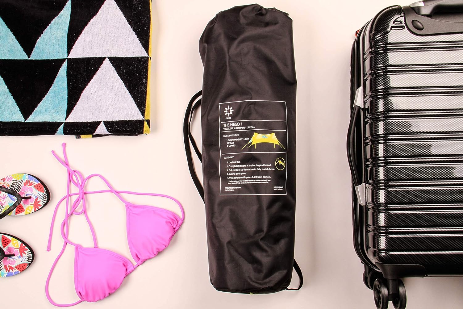 Neso Portable Beach Tent Sun Shelter with Sand Anchor - Lightweight Beach Shade Canopy - Easy Setup for Family Outings - Patented Reinforced Corners - UPF 50+ Sun Protection - 7 x 7ft - Rainbow - Image 5