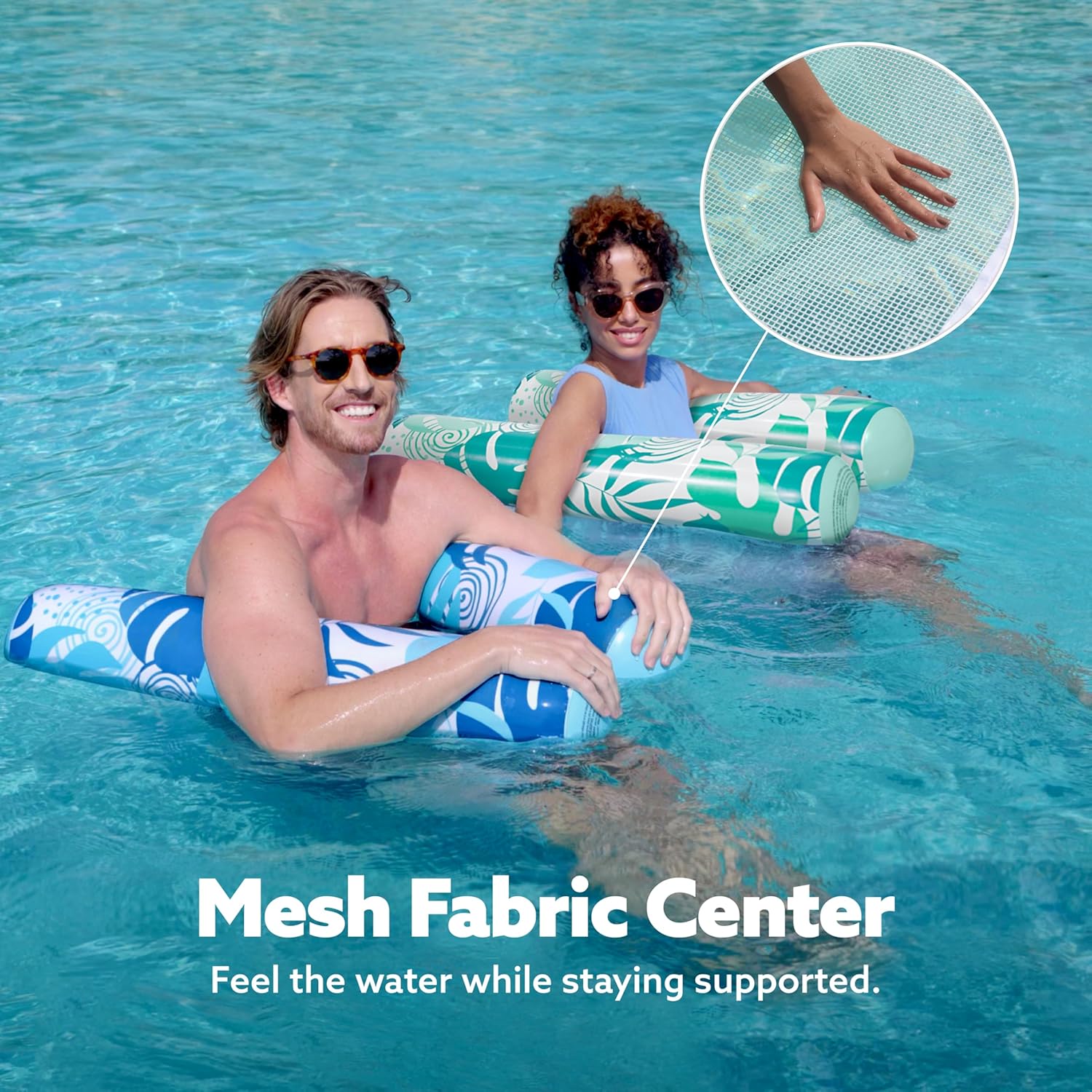 SLOOSH 2 Packs Hammock Pool Floats Adults, 4-in-1 Multi-Purpose Inflatable Pool Floats PVC Water Hammock Lounge Floaties - Image 5