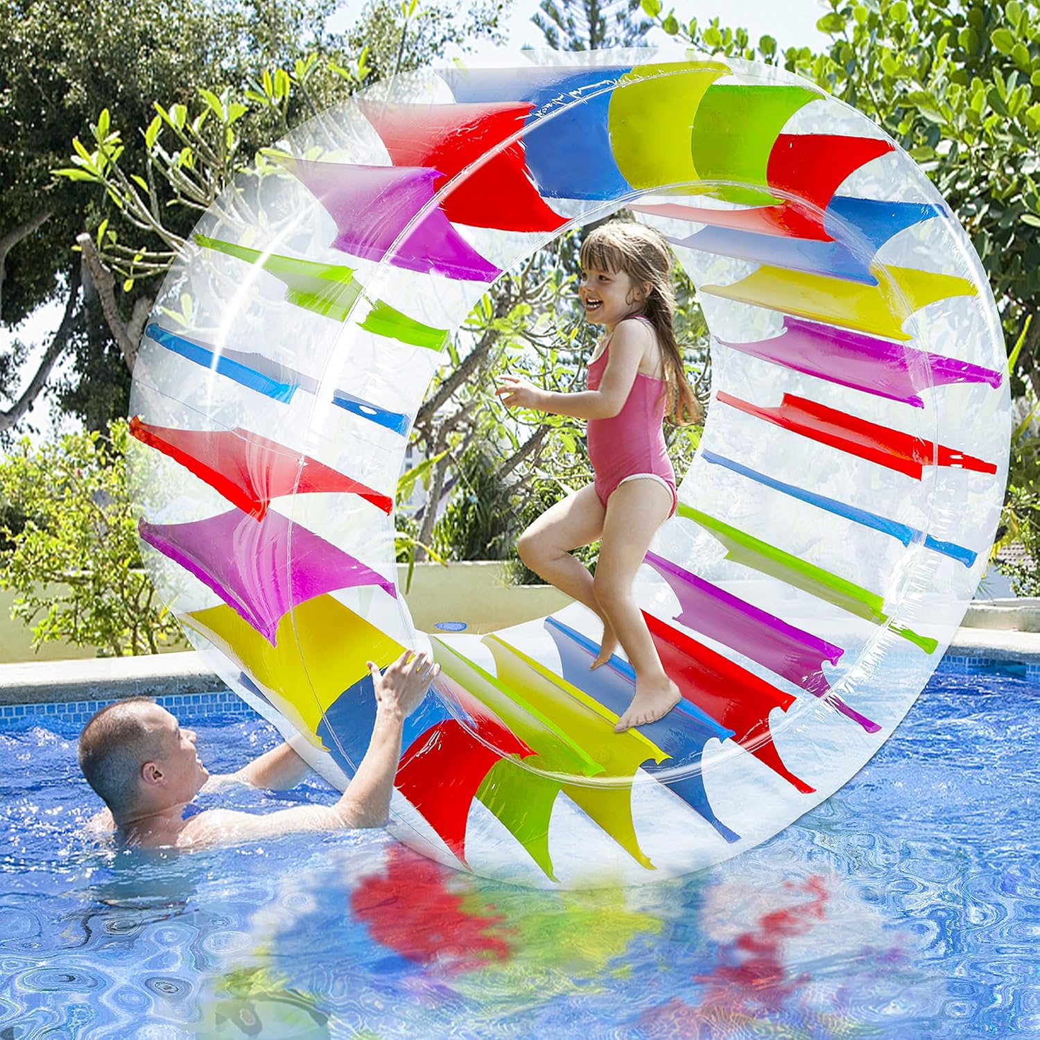 Zcaukya 65"/47" Giant Inflatable Wheel Roller, Colorful Water Rolling Wheel Float for Kids Summer Swimming Pool Parties, Rolling on The Lawn, Indoor Outdoor Fun Toys for Games Supplies - Image 6