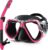 Greatever Dry Snorkel Set,Panoramic Wide View Anti-Fog Scuba Diving Mask,Professional Snorkeling Gear for Adults Kids