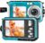 4K Underwater Camera 16FT Waterproof Camera with 32GB Card 64MP Autofocus Dual-Screen Selfie Underwater Camera for Snorkeling Waterproof Compact Floatable Digital Camera 1250mAh Battery Type-C (Blue)