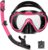 Snorkeling Gear for Adults, Adult Snorkel Set with Panoramic Anti-Leak and Anti-Fog Tempered Glass Snorkel Mask, Dry Top Snorkel, Snorkle Mask Set Adult with Mesh Bag Ear Plug for Snorkeling