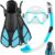 ZEEPORTE Mask Fin Snorkel Set, Travel Size Snorkeling Gear for Adults with Panoramic View Anti-Fog Mask, Trek Fins, Dry Top Snorkel and Gear Bag for Swimming Training, Snorkeling Kit Diving Packages