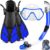 ZEEPORTE Mask Fin Snorkel Set, Travel Size Snorkeling Gear for Adults with Panoramic View Anti-Fog Mask, Trek Fins, Dry Top Snorkel and Gear Bag for Swimming Training, Snorkeling Kit Diving Packages