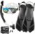 Snorkeling Gear for Adults with Fins Scuba Diving Gear Adult Professional Travel Snorkel Sets with Flippers,Anti-Fog Anti-Leak Diving Mask