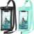 CACOE [Floatable] Floating Universal IPX8 Waterproof Phone case 2 Pack-Up to 7.0″,Adjustable Lanyard Phone Pouch,Cellphone Dry Bags for Vacation Beach Pool Kayak Cruise Travel Essentials（Black+Green）