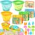 Dreamon Beach Toys for Kids 3-10, Collapsible Sand Toys Include 3 Pack Foldable Buckets with Mesh Bag, 24 PCS Beach Mold and Shovels Molds, Travel Sandbox Beach Toys for Toddler